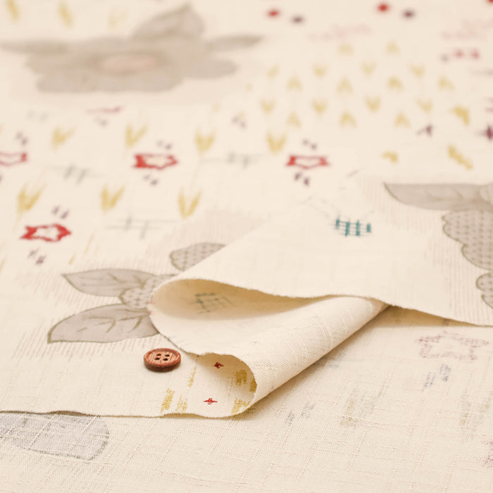 Cotton Southern Cross Fabric - Discharge Printing - Camellia Kasuri Pattern - nomura tailor