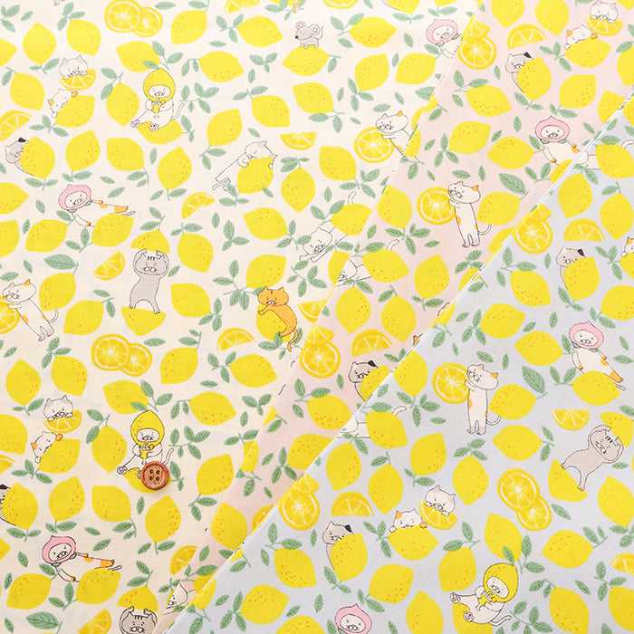 Cotton Broad Fabric - Lemon Cat - nomura tailor