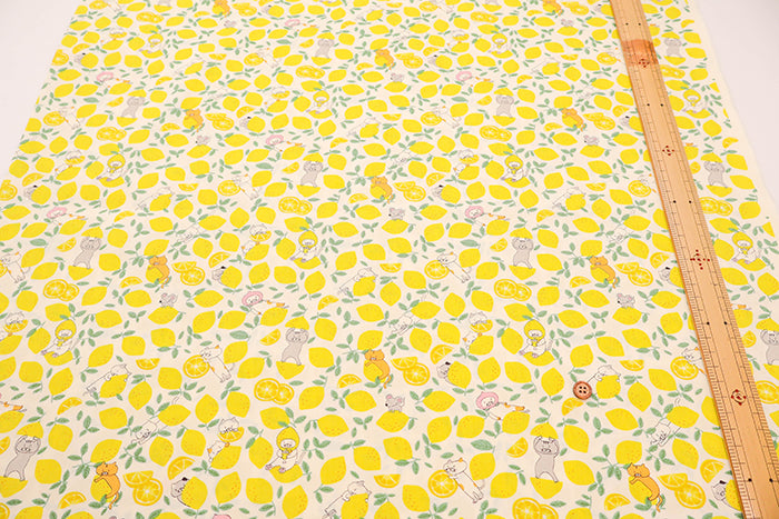 Cotton Broad Fabric - Lemon Cat - nomura tailor