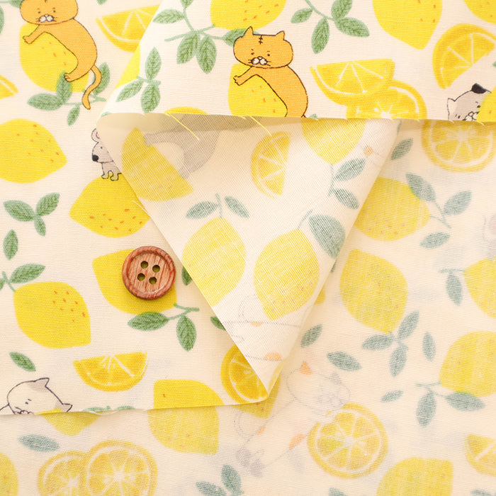 Cotton Broad Fabric - Lemon Cat - nomura tailor