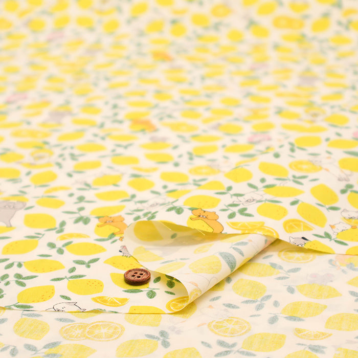 Cotton Broad Fabric - Lemon Cat - nomura tailor