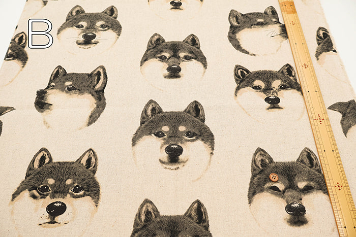 C/L Canvas Print Fabric - Shiba Dog - nomura tailor