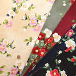 Cotton Southern Cross Printed Fabric - Camellia Pattern with Blurred Dye Effect - nomura tailor