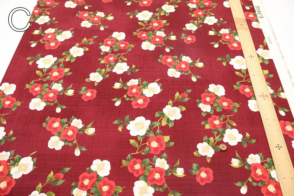 Cotton Southern Cross Printed Fabric - Camellia Pattern with Blurred Dye Effect - nomura tailor