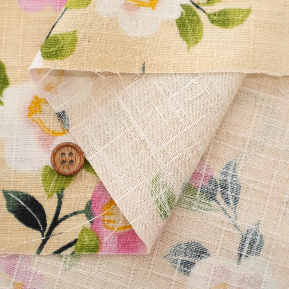Cotton Southern Cross Printed Fabric - Camellia Pattern with Blurred Dye Effect - nomura tailor