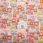 Cotton Canvas Printed Fabric ネコリョーシカ - nomura tailor