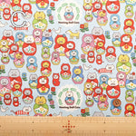 Cotton Canvas Printed Fabric ネコリョーシカ - nomura tailor