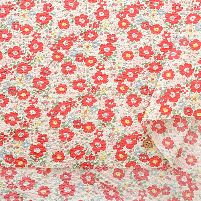 Cotton Poplin Ripple Printed Fabric - Flower - nomura tailor