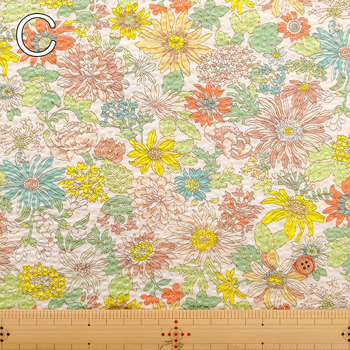 Cotton Poplin Ripple Printed Fabric - Flower - nomura tailor