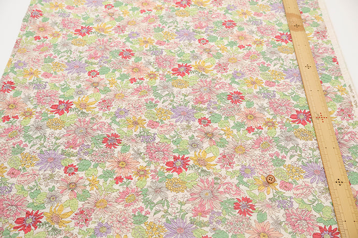 Cotton Poplin Ripple Printed Fabric - Flower - nomura tailor