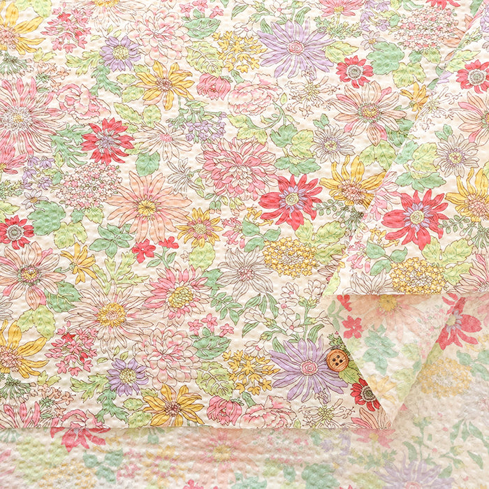 Cotton Poplin Ripple Printed Fabric - Flower - nomura tailor