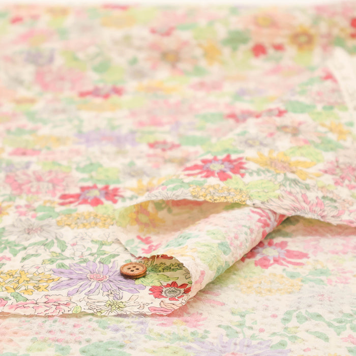 Cotton Poplin Ripple Printed Fabric - Flower - nomura tailor