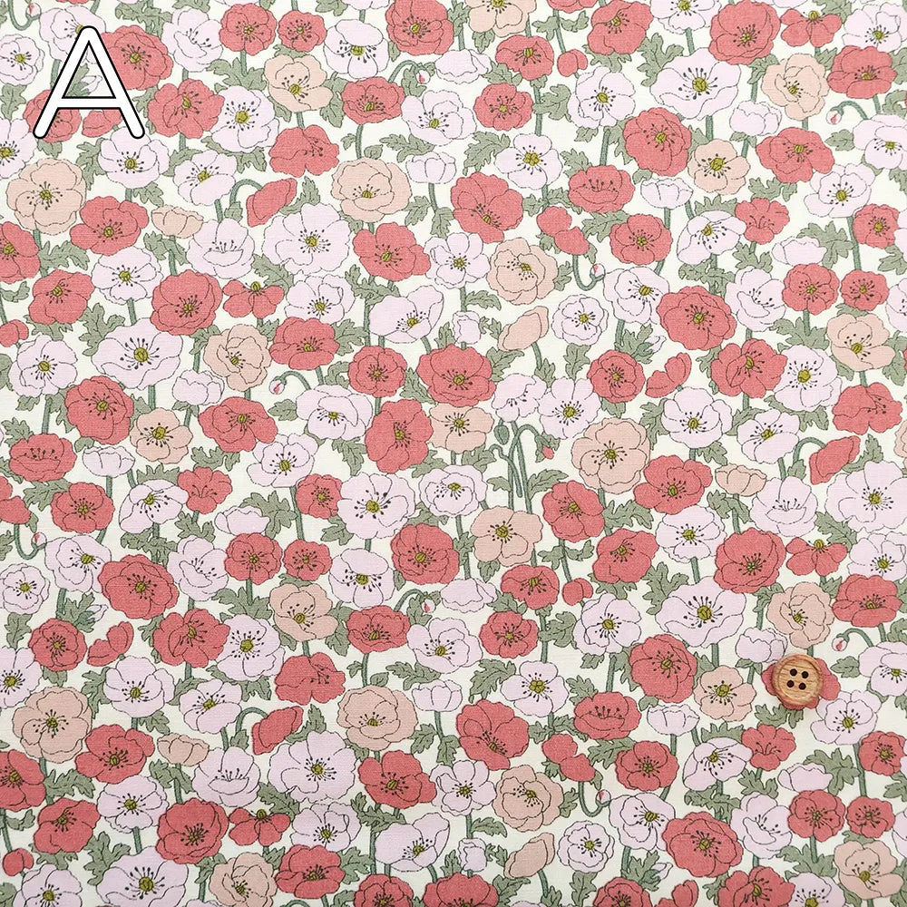 Cotton Broad Printed Fabric - Poppy Garden - nomura tailor