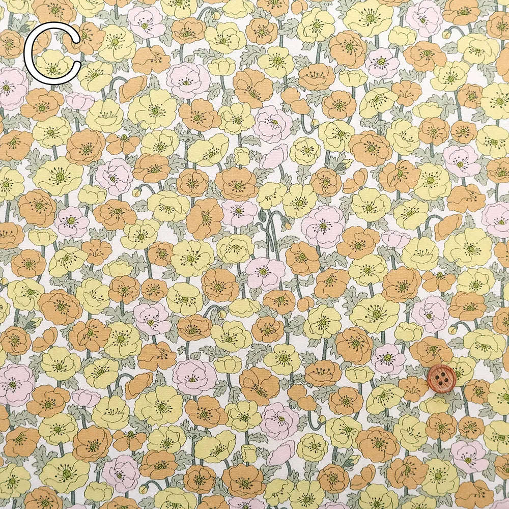 Cotton Broad Printed Fabric - Poppy Garden - nomura tailor