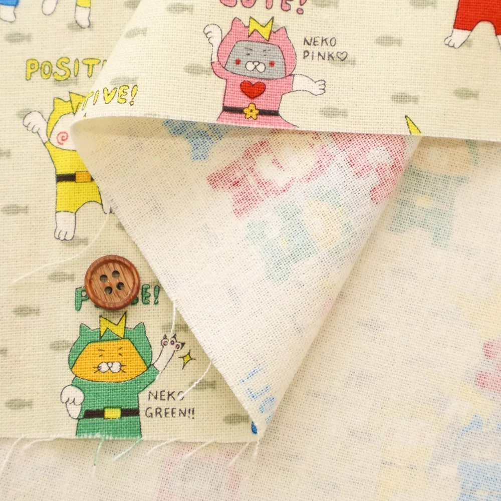 Cotton Canvas Printed Fabric ネコレンジャー - nomura tailor