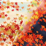 Cotton Southern Cross Printed Fabric - Flowing Water and Autumn Leaves Pattern - nomura tailor