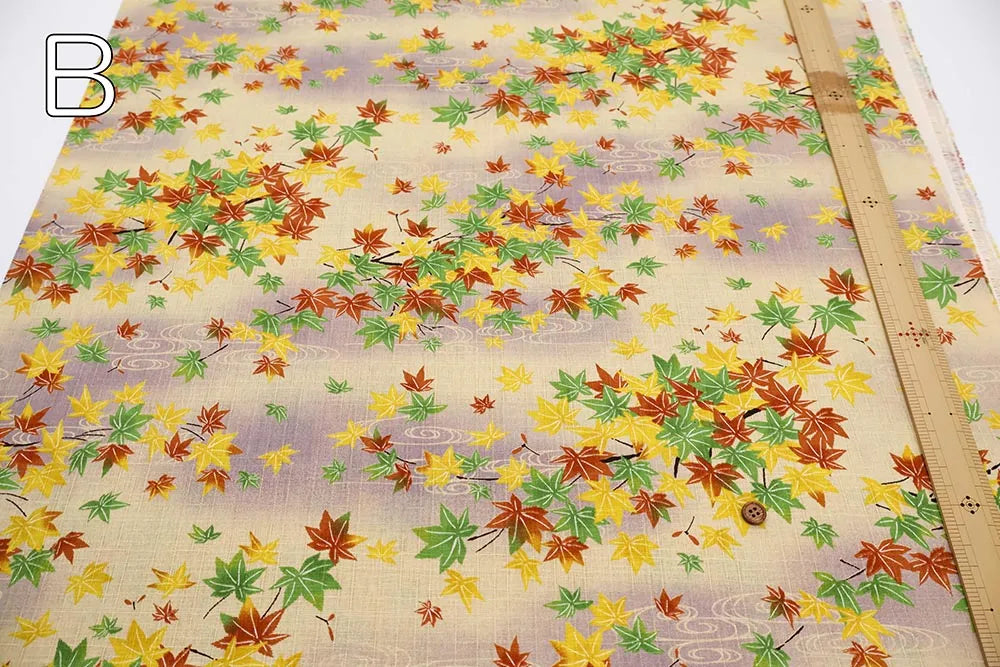 Cotton Southern Cross Printed Fabric - Flowing Water and Autumn Leaves Pattern - nomura tailor