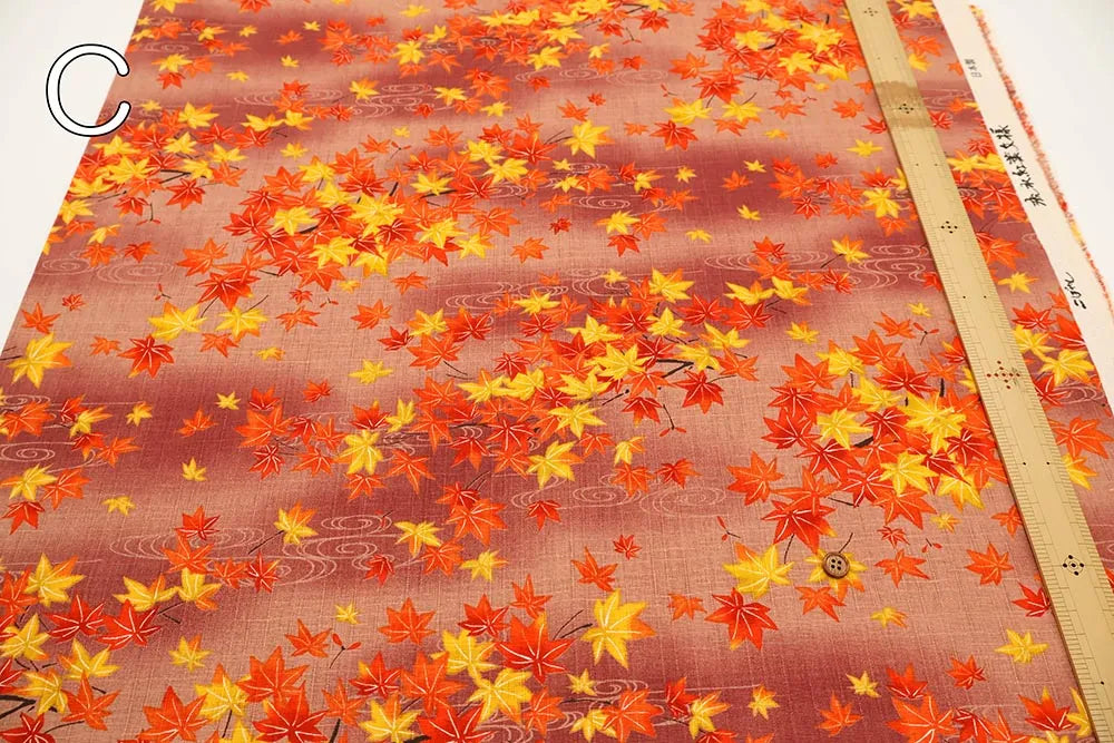 Cotton Southern Cross Printed Fabric - Flowing Water and Autumn Leaves Pattern - nomura tailor