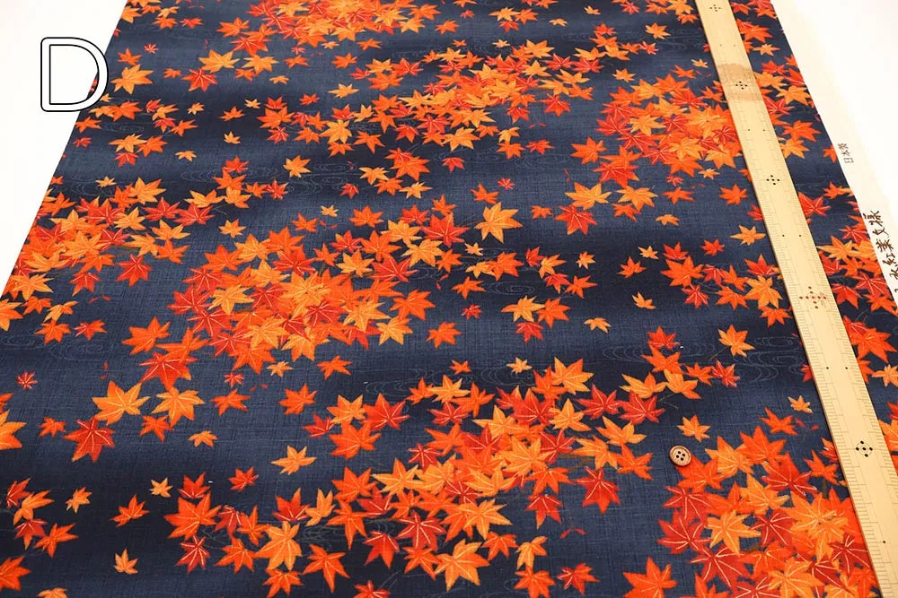 Cotton Southern Cross Printed Fabric - Flowing Water and Autumn Leaves Pattern - nomura tailor