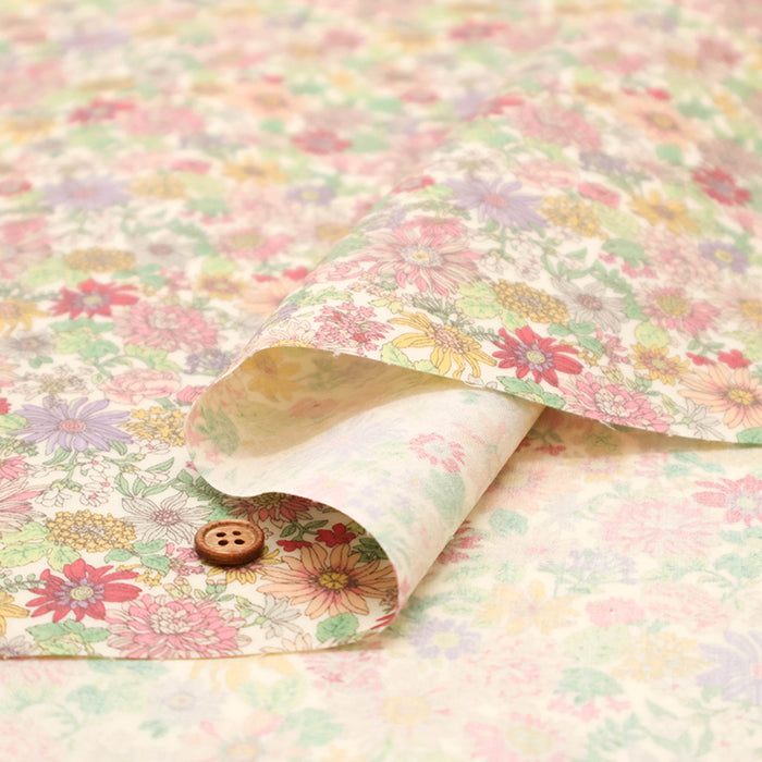 Cotton Broadcloth Laminated Fabric - Flower - nomura tailor