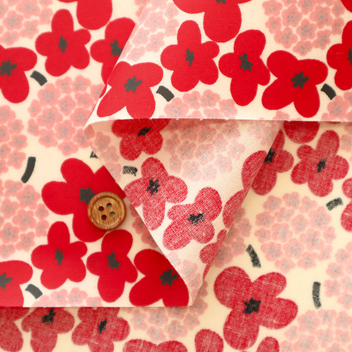 Cotton Broadcloth Laminated Fabric - Flower - nomura tailor