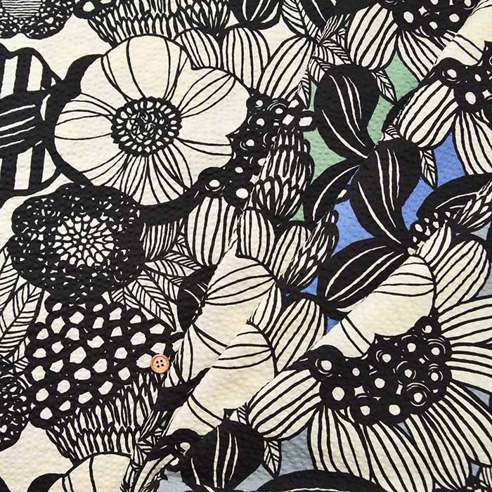 Cotton Poplin Ripple Printed Fabric Art Flower - nomura tailor