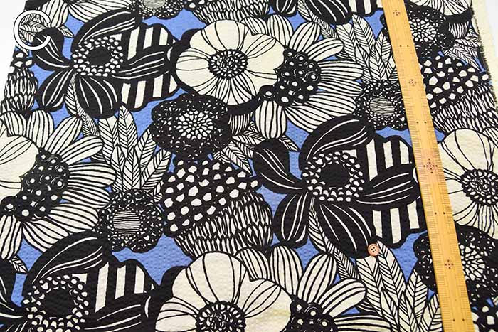 Cotton Poplin Ripple Printed Fabric Art Flower - nomura tailor