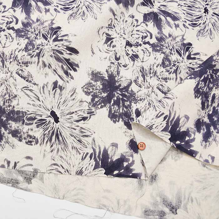 Cotton sheeting printed fabric Soft and fluffy pewter - nomura tailor