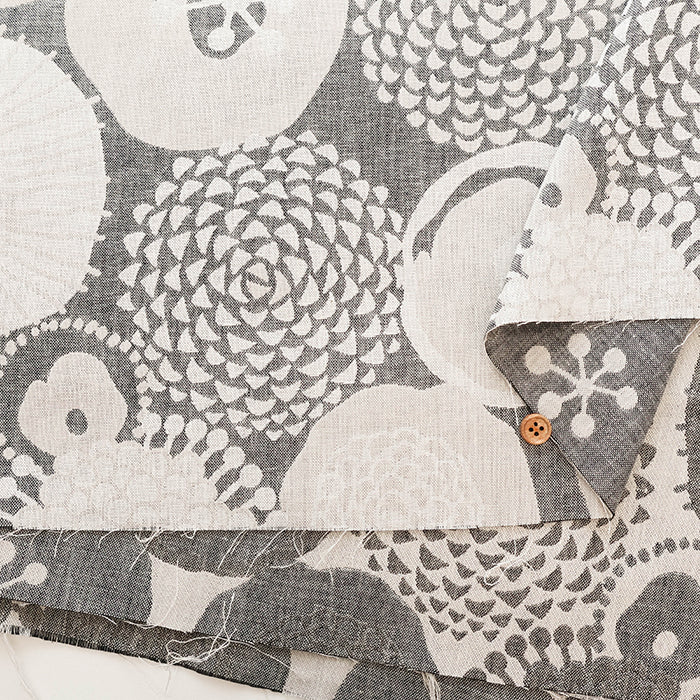 Cotton Jacquard Fabric - Ink Blue Flowers - nomura tailor