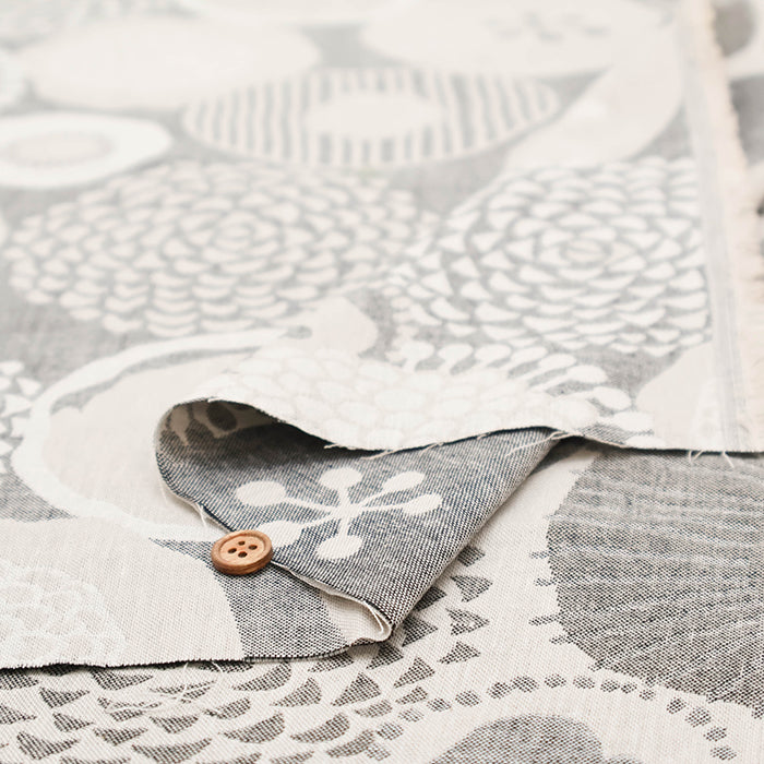 Cotton Jacquard Fabric - Ink Blue Flowers - nomura tailor
