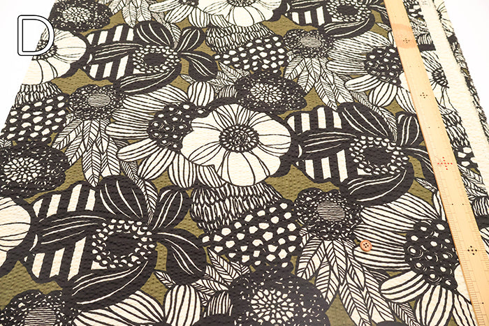 Cotton Poplin Ripple Printed Fabric - Art Flower - nomura tailor