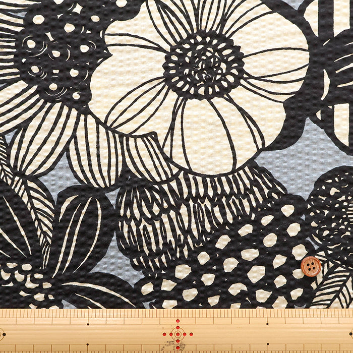 Cotton Poplin Ripple Printed Fabric - Art Flower - nomura tailor