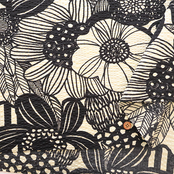 Cotton Poplin Ripple Printed Fabric - Art Flower - nomura tailor