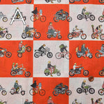 Cotton 60 loan print fabric checker bike - nomura tailor