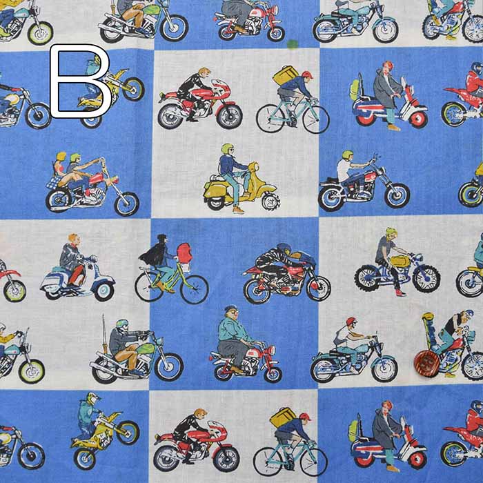 Cotton 60 loan print fabric checker bike - nomura tailor