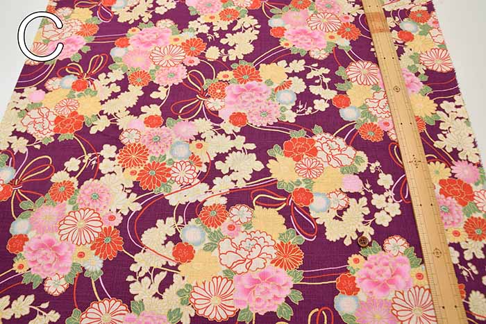 Cotton Bee Foil Print Fabric Chrysanthemum - nomura tailor