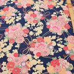 Cotton Bee Foil Print Fabric Chrysanthemum - nomura tailor