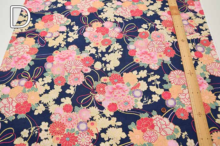 Cotton Bee Foil Print Fabric Chrysanthemum - nomura tailor