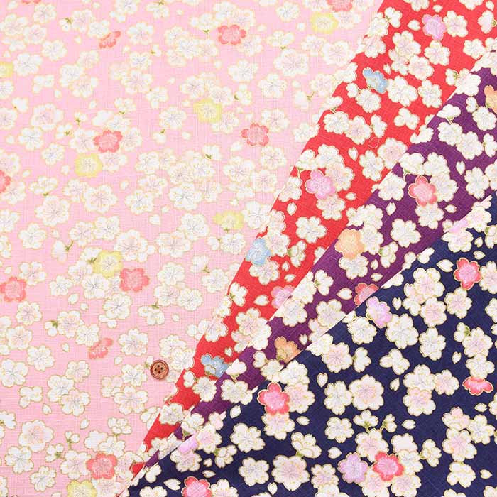 Cotton dobby lamé printed fabric Japanese Pattern Sakura - nomura tailor