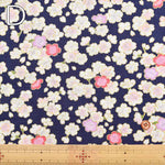 Cotton dobby lamé printed fabric Japanese Pattern Sakura - nomura tailor