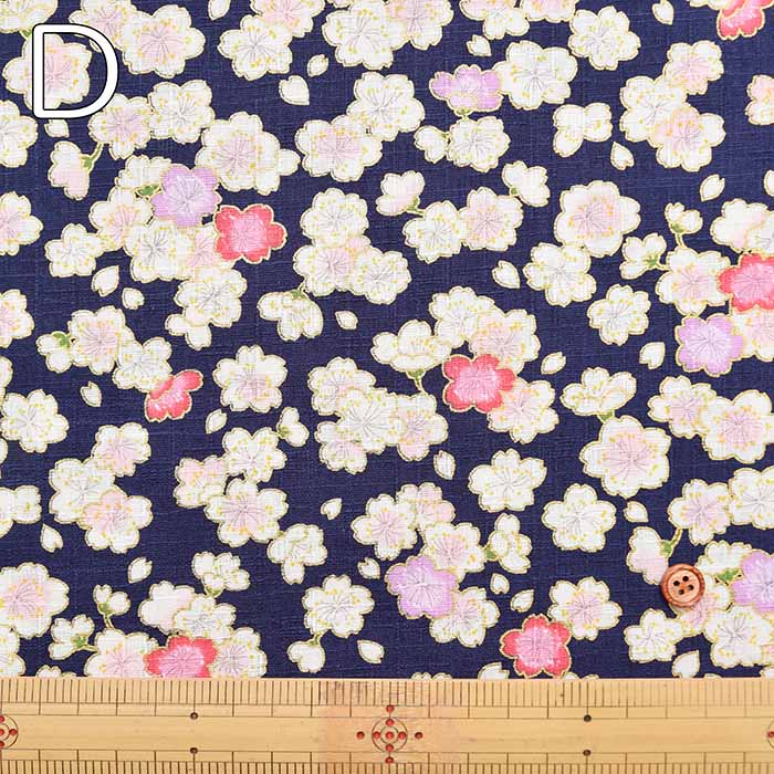 Cotton dobby lamé printed fabric Japanese Pattern Sakura - nomura tailor