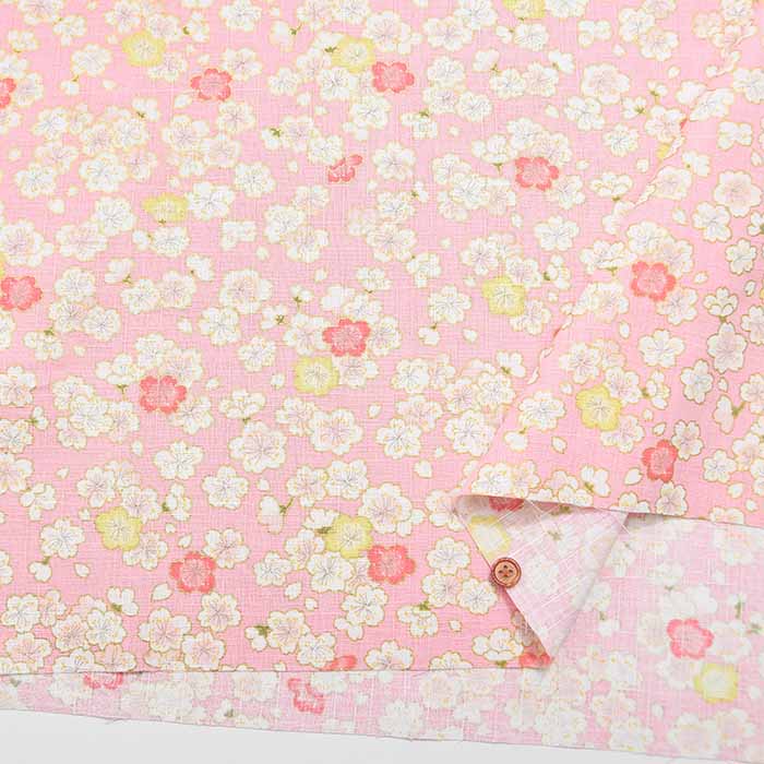 Cotton dobby lamé printed fabric Japanese Pattern Sakura - nomura tailor