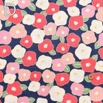 Cotton dobby lamé printed fabric Japanese camellia - nomura tailor