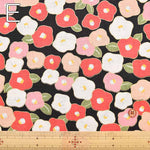 Cotton dobby lamé printed fabric Japanese camellia - nomura tailor