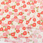 Cotton dobby lamé printed fabric Japanese camellia - nomura tailor