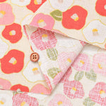 Cotton dobby lamé printed fabric Japanese camellia - nomura tailor