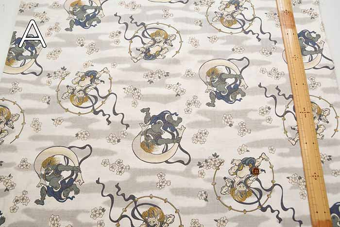 Cotton dobby printed fabric Wind God and Thunder God - nomura tailor