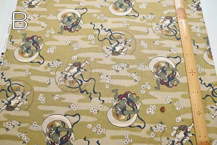 Cotton dobby printed fabric Wind God and Thunder God - nomura tailor