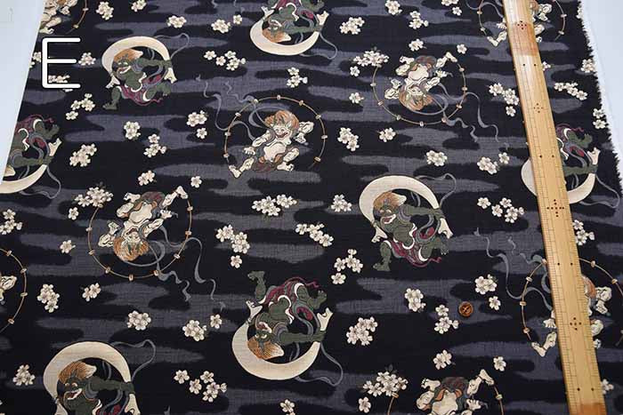 Cotton dobby printed fabric Wind God and Thunder God - nomura tailor