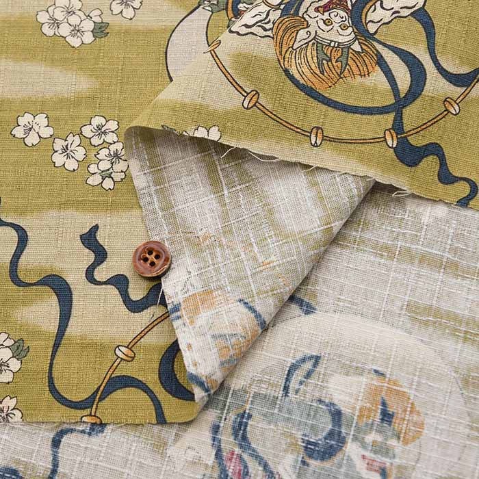 Cotton dobby printed fabric Wind God and Thunder God - nomura tailor